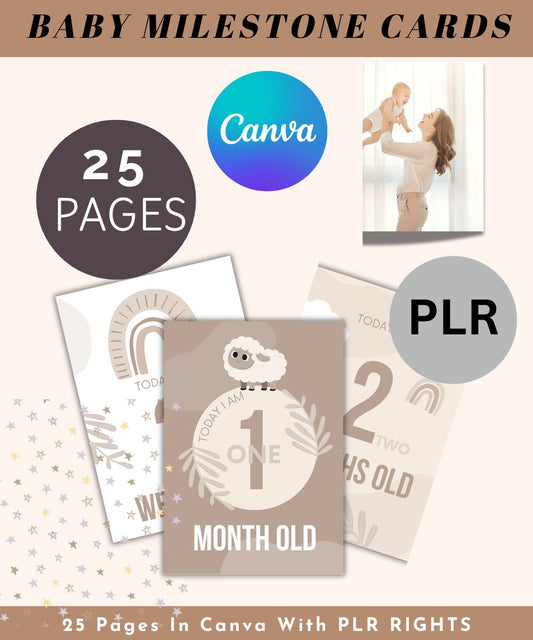 PLR CANVA BABY MILESTONE CARDS, BABY MILESTONE CARDS PLR CANVA