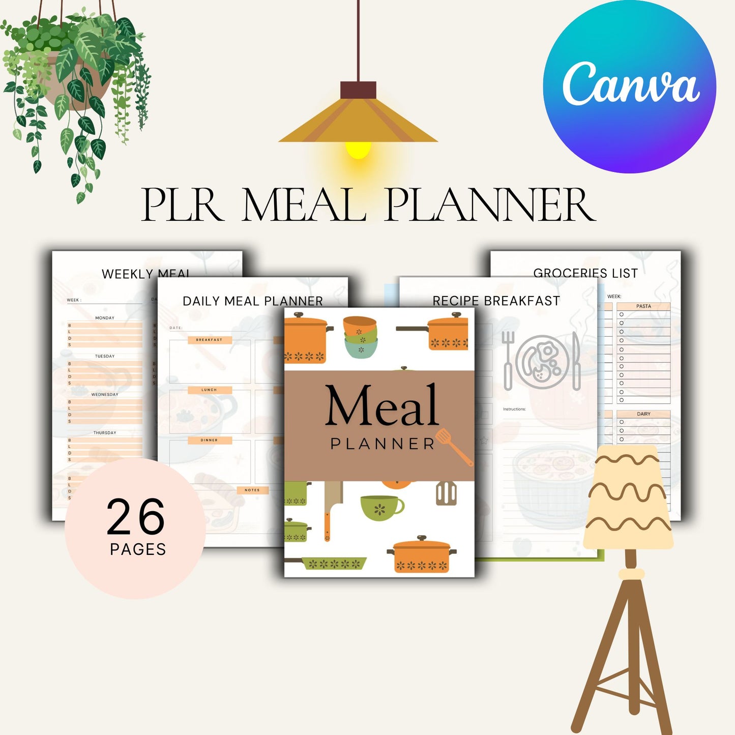 PLR MEAL PLANNER CANVA TEMPLATE,
DIGITAL PRINTABLE MEAL PLANNER PLR,
WEIHHT LOSS PLANNER PLR,