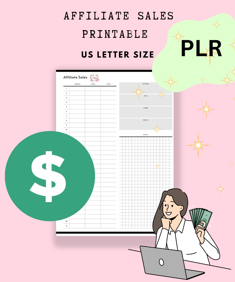 AFFILIATE PLANNER | AFFILIATE PLR PRINTABLE | $1 Dollar Treat Yourself