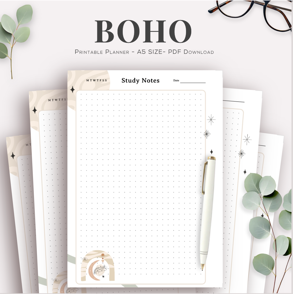 PLR BOHO PLANNER | PLR BOHO PLANNER PRINTABLE | PLR DAILY BOHO PLANNER STUDY NOTES