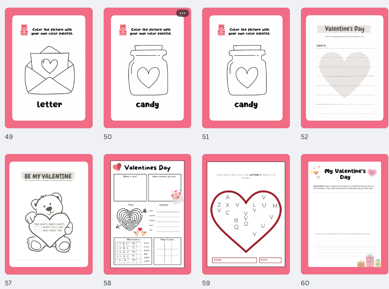 Valentine Activity Pages, Valentine’s Day Activity Pages, Children’s Activity Pages, Valentine Party Activity, Valentines Printable