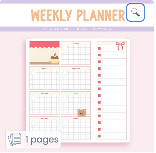 PLR Weekly Planner, Download PLR Weekly Planner, Cute PLR Weekly Planner, Printables PLR,