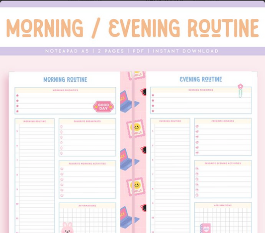 PLR MORNING &amp; EVENING ROUTINE NOTEPAD,

PLR NOTEBOOK DAILY PLANNER