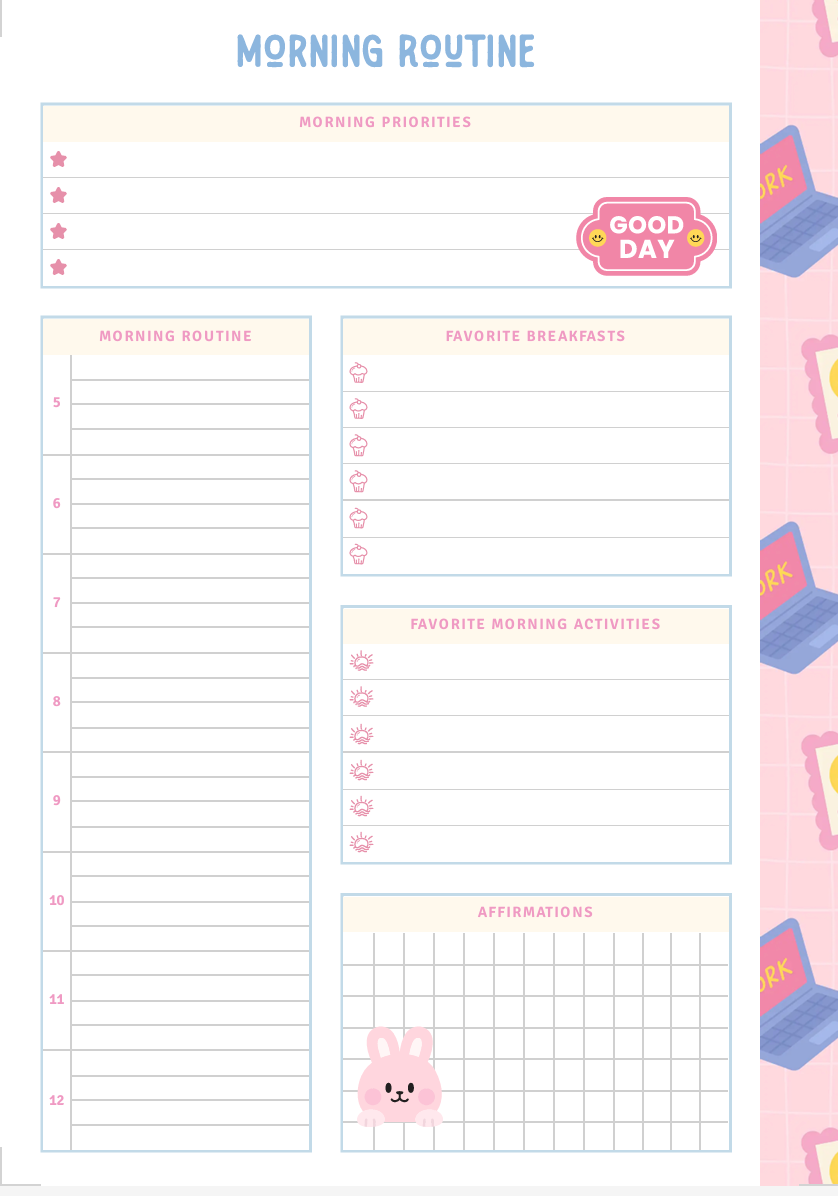 PLR MORNING &amp; EVENING ROUTINE NOTEPAD,

PLR NOTEBOOK DAILY PLANNER