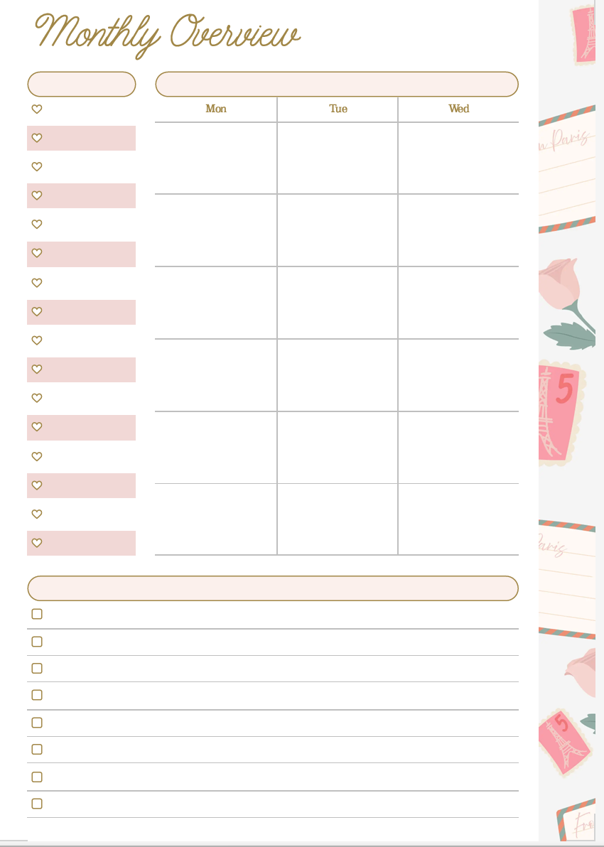 PLR PRINTABLE MONTHLY OVERVIEW,
PLR PRINTABLE PLANNER,&
PRINTABLE PLANNER PLR