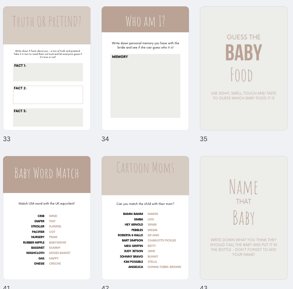 PLR CANVA BABY SHOWER GAMES, BABY SHOWER GAMES PLR CANVA, PLR BABY GAMES