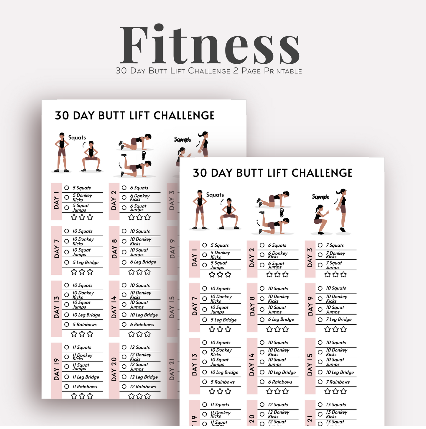 PLR 30 Day Butt Lift Challenge Printable | Butt Lift Challenge Printable PLR