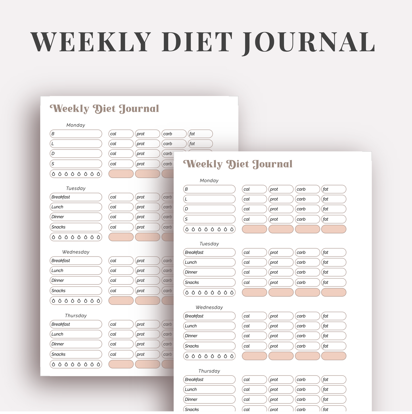 WEEKLY DIET JOURNAL | FITNESS WEEKLY DIET JOURNAL