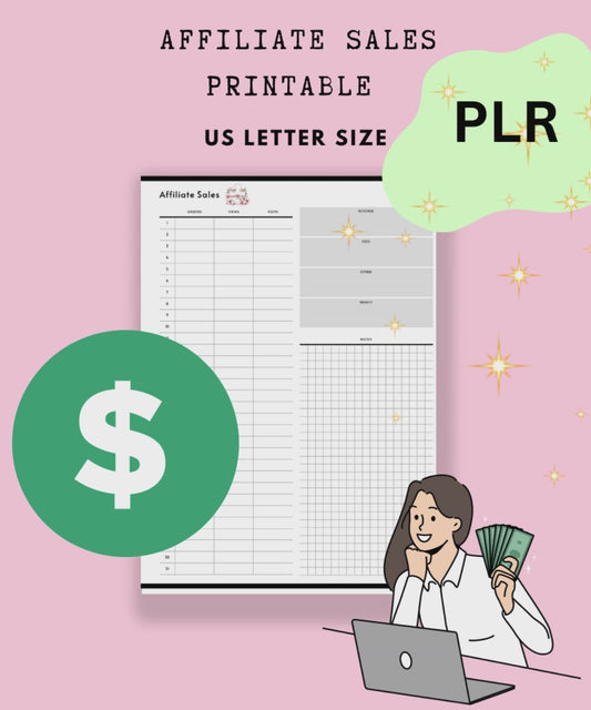 AFFILIATE PLANNER | AFFILIATE PLR PRINTABLE | $1 Dollar Treat Yourself