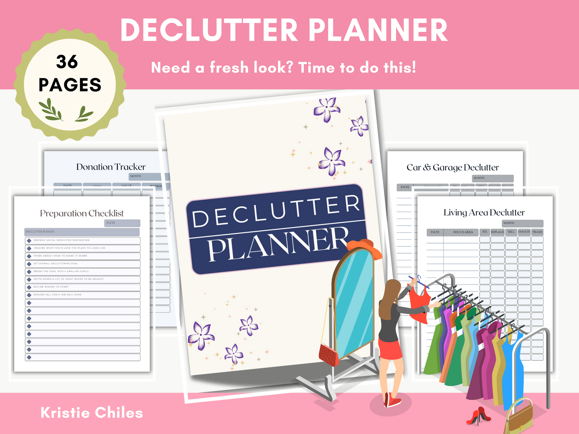 PRINTABLE DECLUTTER PLANNER, TIDY HOME PLANNER, HOME CLEANING CHECKLIST