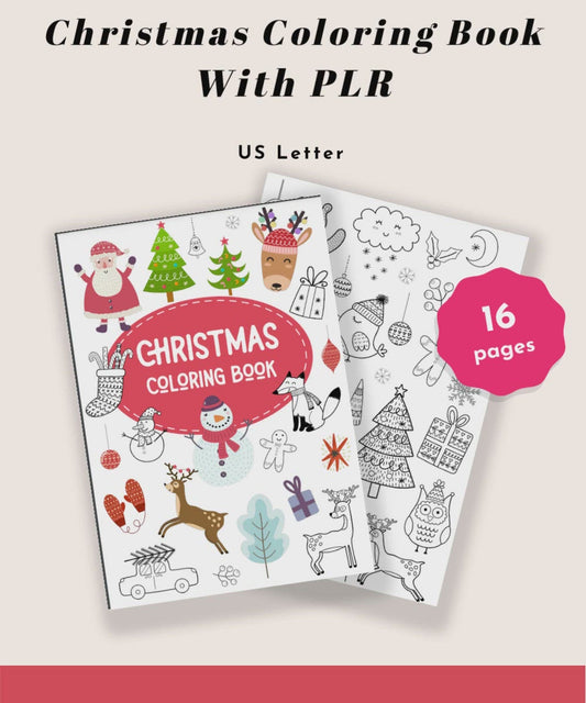 PLR Printable Christmas Coloring Pages | INSTANT DOWNLOAD 16 Pages | Christmas Kids Books | Kids Coloring Sheets | Holiday Activities for Kids