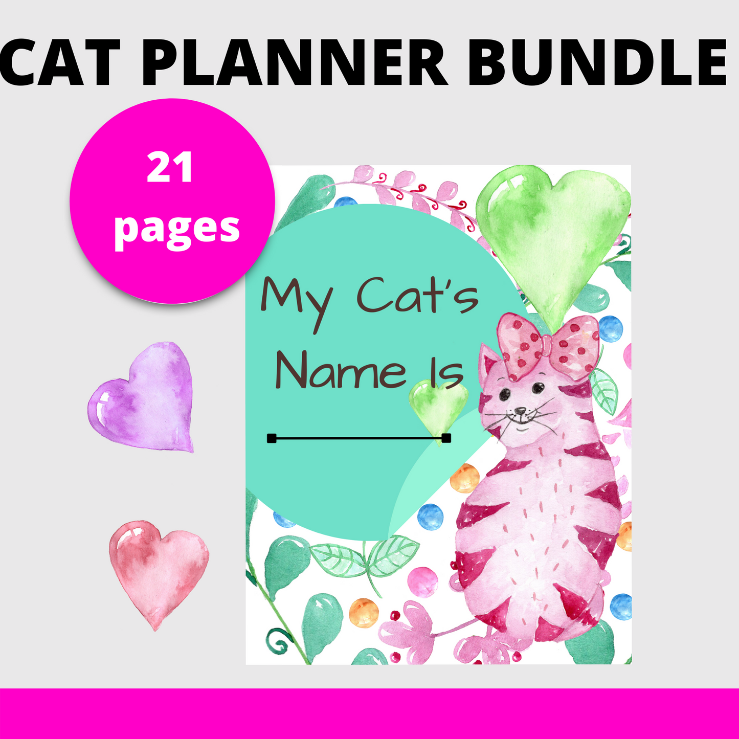 PLR Printable Planner Bundle Cat Theme | Cat Planner | Printable Cat Planner| Cat Lover Planner