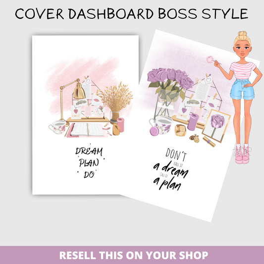 PLR Cover Dashboard Boss Style | Planner Cover Dashboard PLR | PLR Planner Dashboard