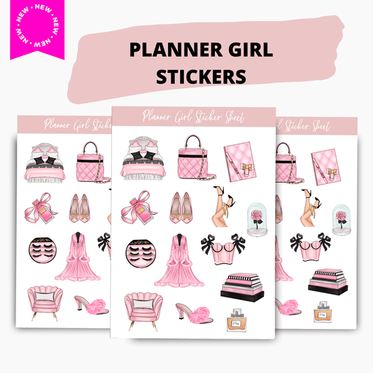 #1 - PLR PLANNER Stickers Printable Stickers/Girl Activities Sticker/Functional Planner Girl Stickers