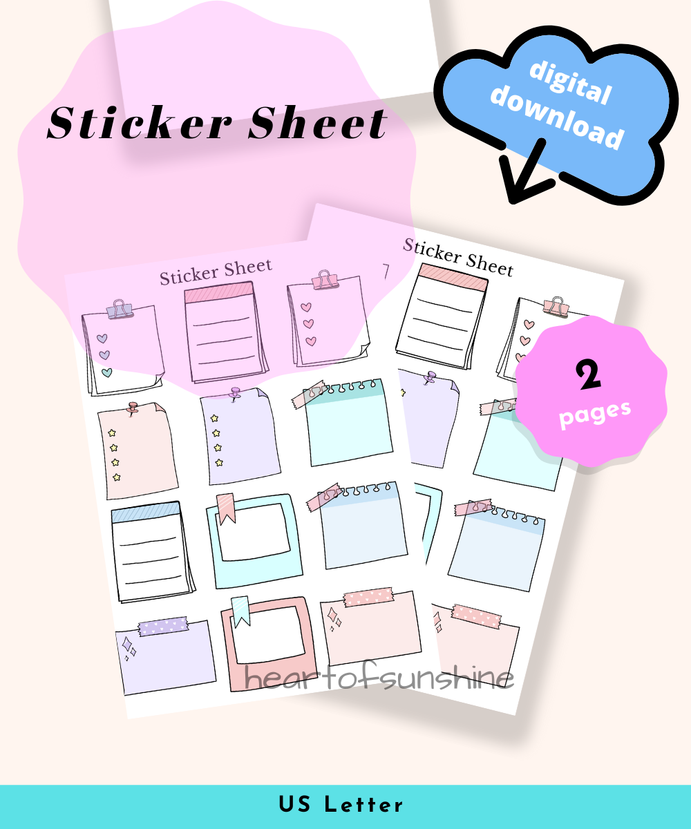 PLR Sticker Sheet | Sticker Sheet PLR | PLR Digital Planner Sticker Sheet