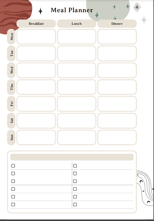 PLR Meal Planner Abstract BOHO