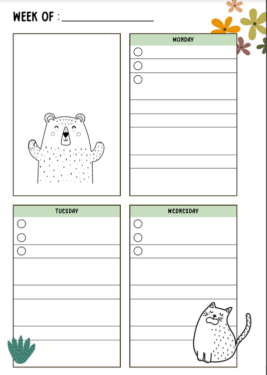 PLR Weekly Planner For Kids |Weekly Planner For Kids | PLR Kids Planner | PLR Children's Daily Planner