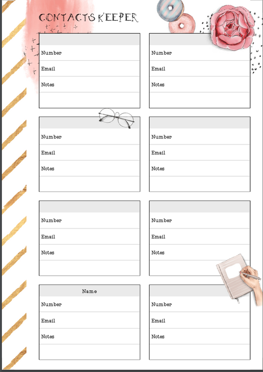 PLR Contacts Keeper Printable | PLR Contact Keeper Organizer