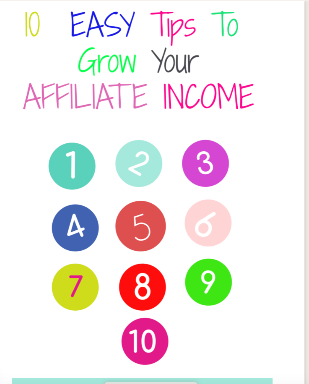 PLR AFFILIATE PRINTABLE | 10 Easy Tips To Grow Your Affiliate Income | PLR AFFILIATE MARKETING TIPS