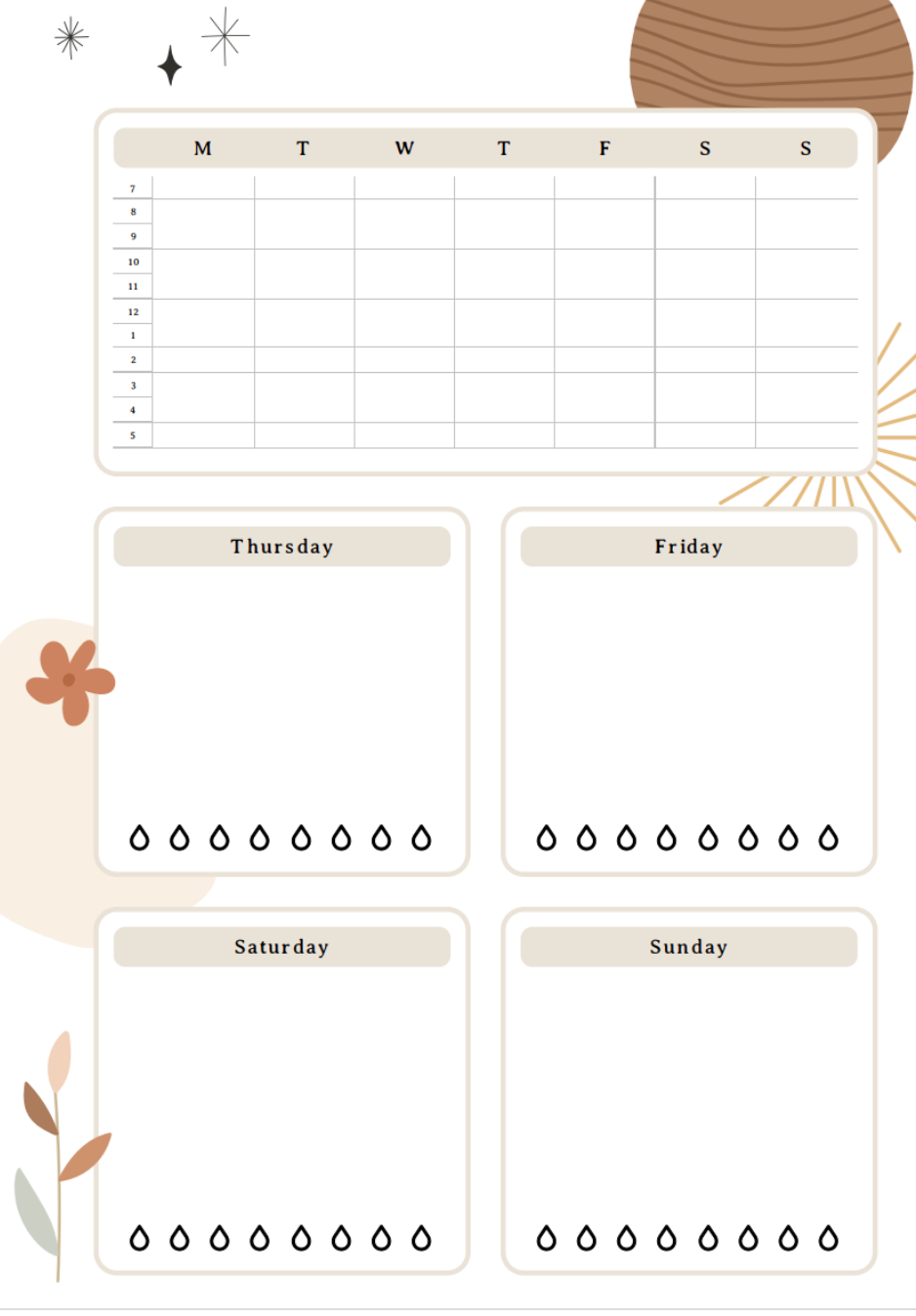 PLR WEEKLY UNDATED BOHO PRINTABLE PLR Weekly PLR Printable